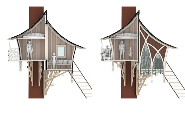 Проект домика на дереве Rivendlle разработали специалисты компании O2 Treehouse.