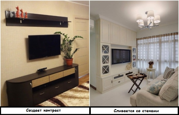 Светлая мебель в тон стен выглядит более гармоничной