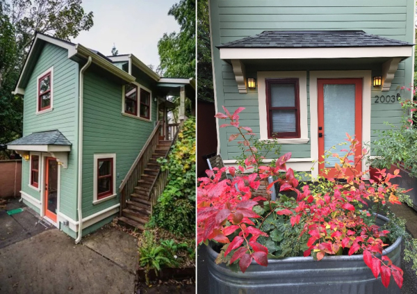 Гараж облицован кедровыми досками.