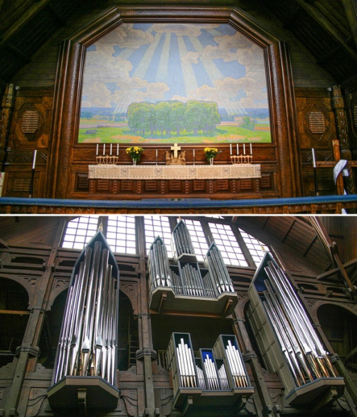 Алтарь и орган церкви Кируны.