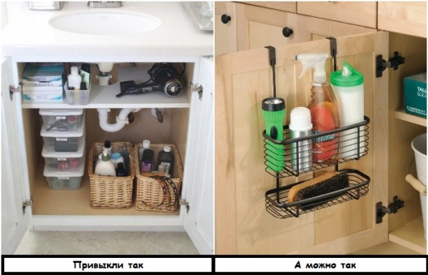 Используйте дверцу тумбы для хранения