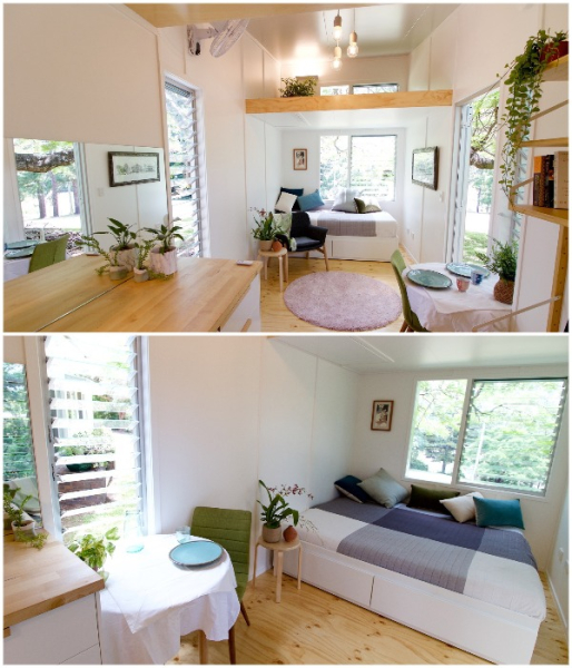 Гостиная легко превращается в спальню.