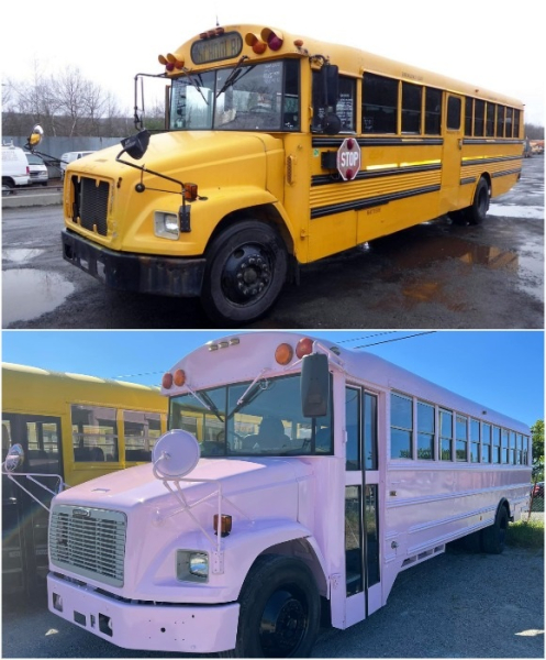Старый школьный автобус обрел новую жизнь.