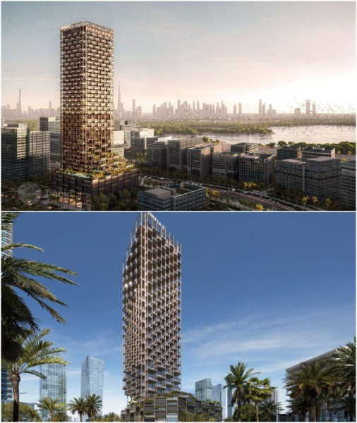 Небоскреб органично вписывается в ландшафт.