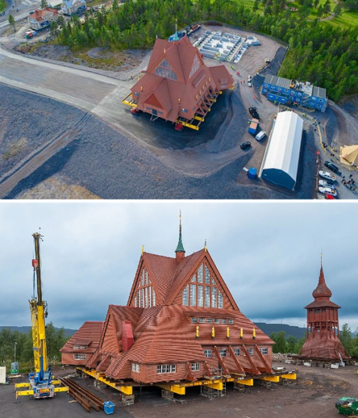 Kiruna Church на новом месте.