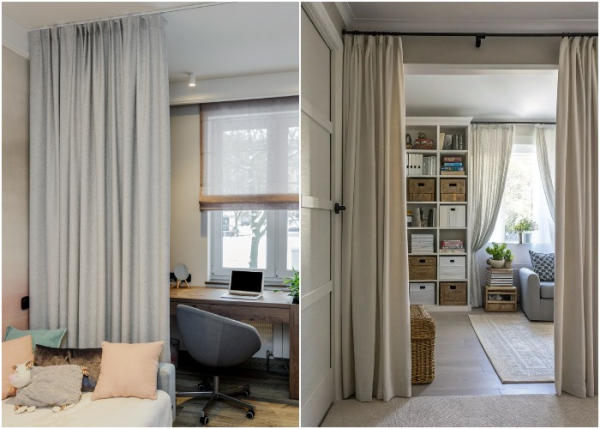 Используйте шторы вместо двери, или чтобы отделить кабинет