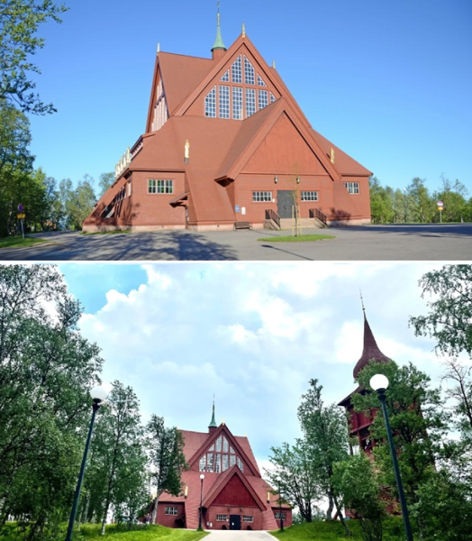 Церковь Кируны на старом месте.