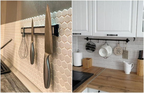 Повесьте на стену рейлинг и магнитную ленту