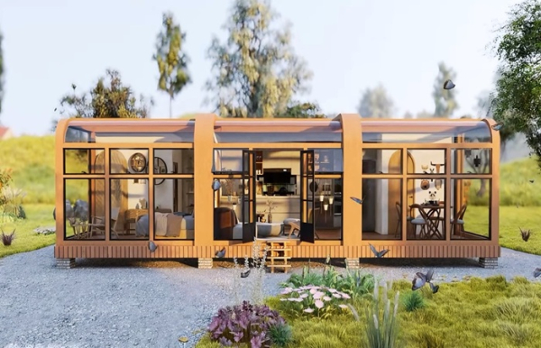 Контейнерний будинок зі скляною верандою: мінімалістський житловий простір майбутнього