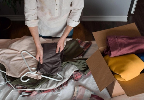 Уберите в коробку одежду, которую давно не носили. / Фото: marieclaire.ru