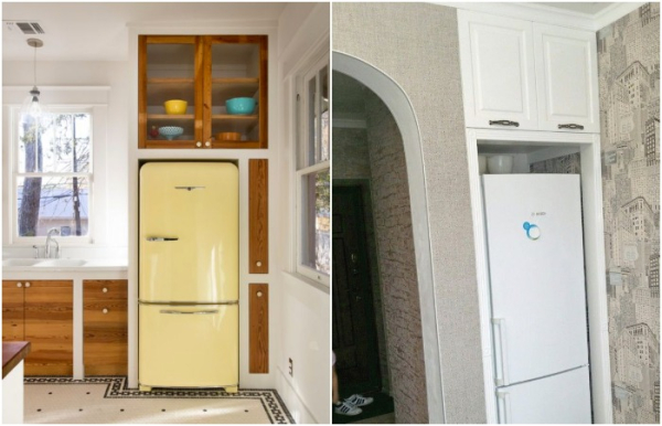 Варианты хранения вокруг холодильника