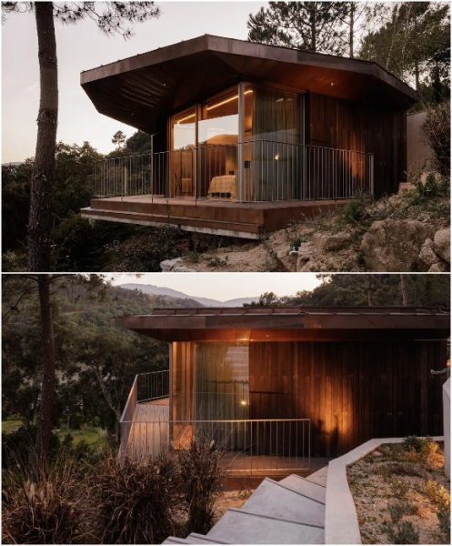 Доступ к «парящему» гостевому домику со стороны долины.