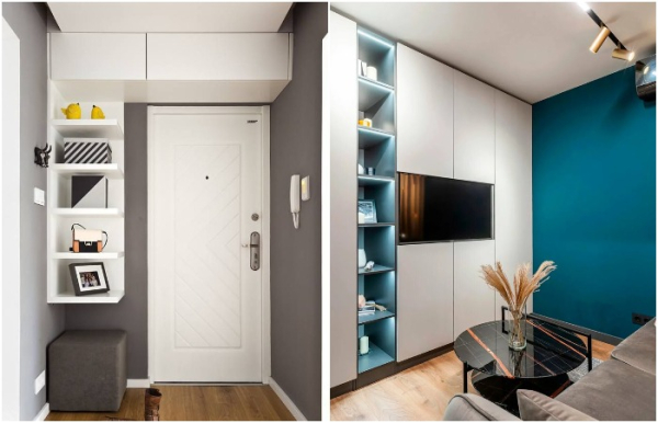 Шкаф до потолка и антресоль над дверью