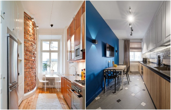 Выделите обеденную зону краской или декоративным кирпичом