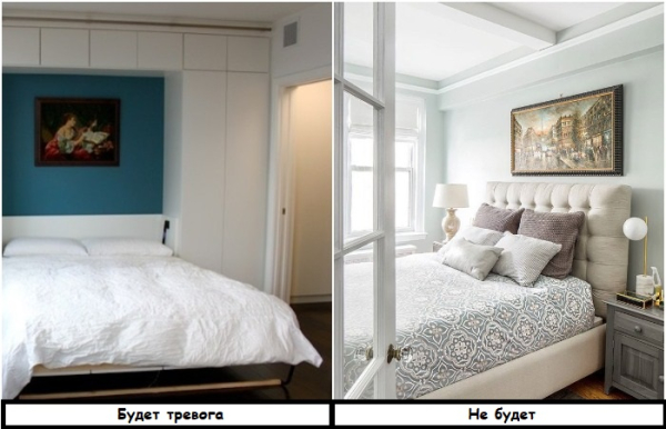 Кровать должна стоять изножьем к двери