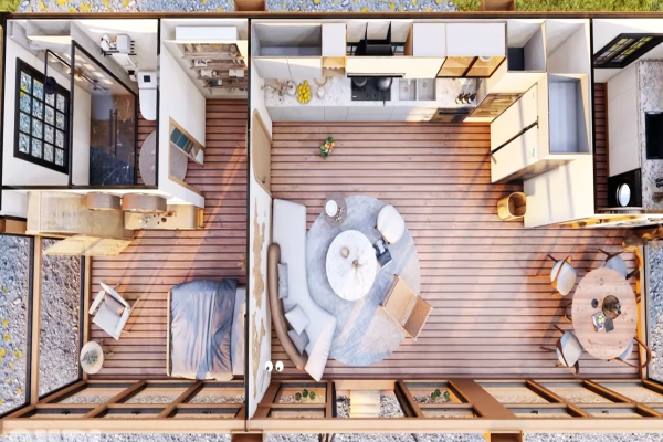 Планировка контейнерного дома площадью 30 кв. м. | Фото: newtrendhouses.com.