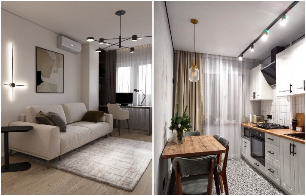 И на кухне, и в гостиной должно быть хорошее освещение