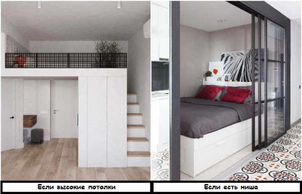 Спальня в нише или под потолком