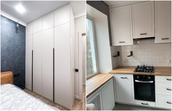 Шкаф и кухонный гарнитур до потолка
