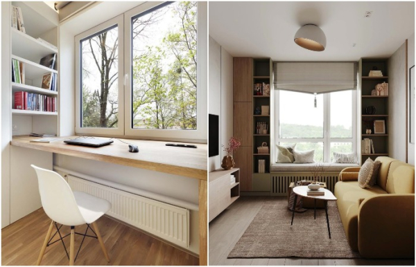 Перетворіть підвіконня на диван або робочий стіл Превратите подоконник в диван или рабочий стол