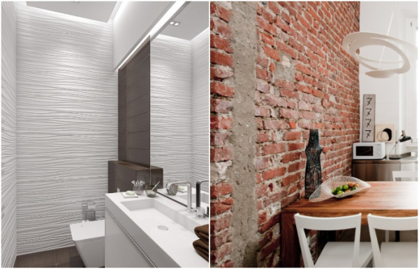 Рельефная плитка и кирпичная стена – не лучшие решения