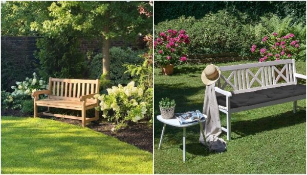 Можно поставить столик рядом со скамьей