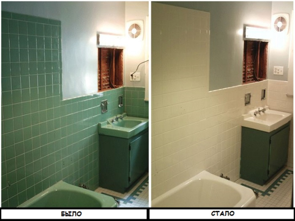 Плитка до та після фарбування. / Фото: lb-ceramics.ru Плитка до и после покраски. / Фото: lb-ceramics.ru