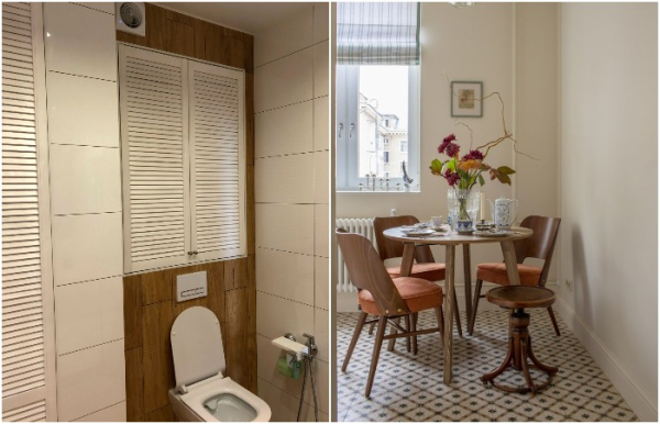 Поставте на кухню вінтажний табурет, а у ванній – жалюзійні дверцята Поставьте на кухню винтажный табурет, а в ванной – жалюзийную дверцу