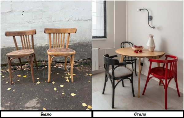 Стулья до и после реставрации