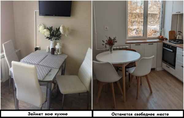 Вместо прямоугольного стола купите круглый
