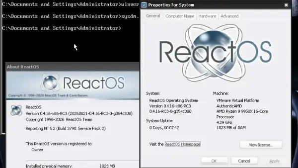 ReactOS оновлено до останньої версії